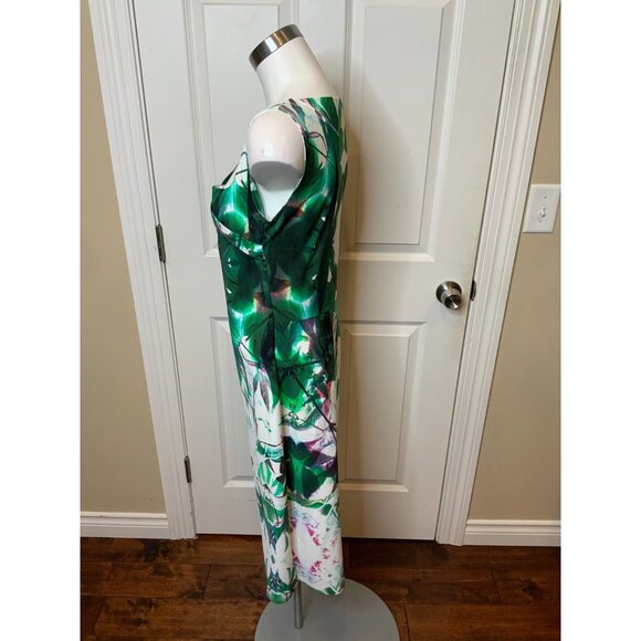 Chiara Boni La Petite Robe Green Abstract Floral Cross-Strap Dress, Size 14 | 50 - Picture 5 of 7